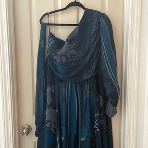 Formal blue print Anthropologie dress